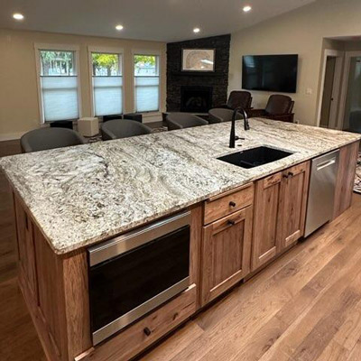 Kitchen Island Countertop in Blue Dunes Leathered Granite